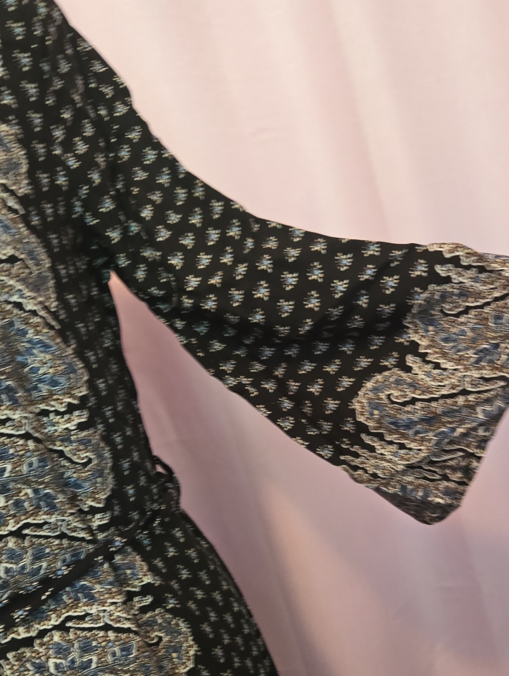 Umgee Black Tunic or Dress with Blue and Cream Paisley Pattern - Picture 3 of 9